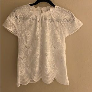 Scalloped eyelet blouse XS